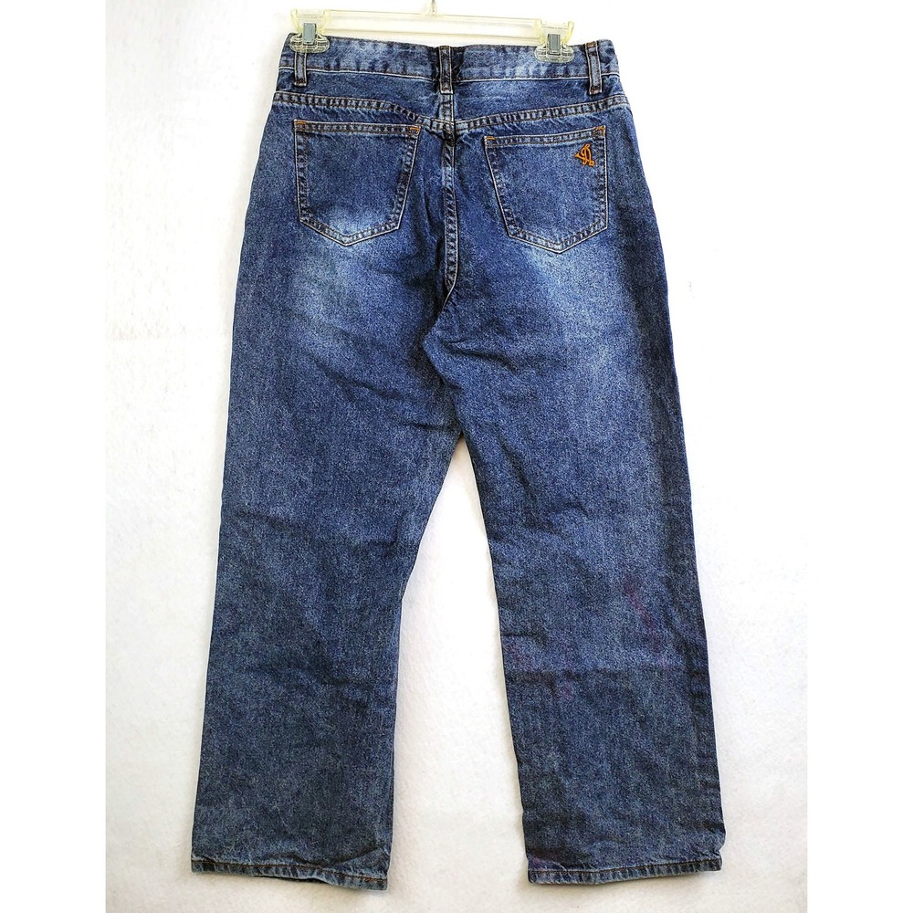 VIP Jeans Wide Leg Crop Acid Wash Blue Denim 100% Cotton Juniors Size 5/27 - Picture 2 of 6